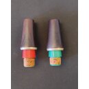 2 Klarinetten-Mundstücke, eingefärbter Kautschuk (A.Wilscher, ???) inkl, Holzkapsel und Etui